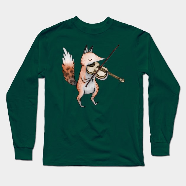 Violin Fox Long Sleeve T-Shirt by Sophie Corrigan